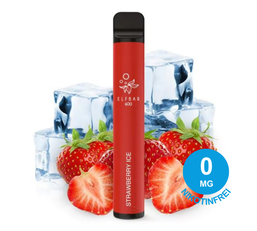 Strawberry Ice Nikotinfrei Elfbar Vape Pen Mit Eiswürfeln Und Frischen Erdbeeren, Nikotinfrei 0 Mg Badge