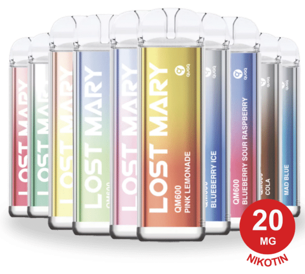 LOST MARY 10er Mix-Bundle Dampfgeräte in den Geschmacksrichtungen: Pink Lemonade, Blueberry Ice, Sour Raspberry, Mad Blue. 20 mg Nikotin.