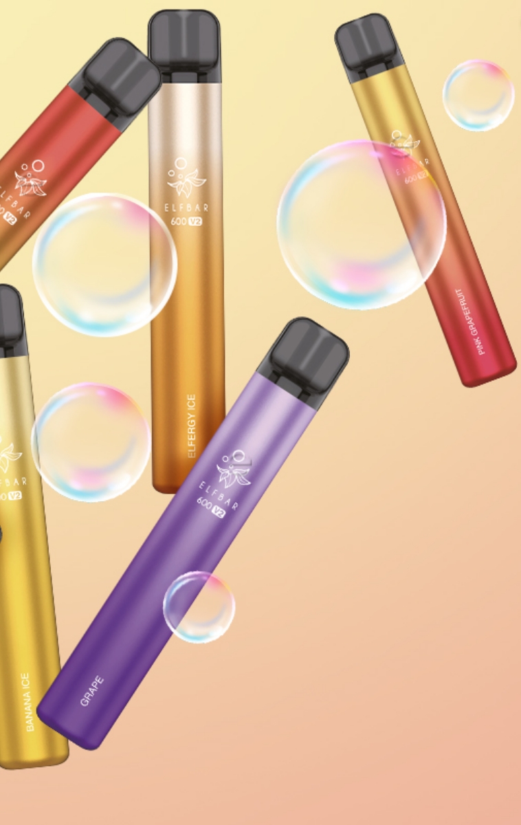 Elfbar 600 V2 Einweg-Vapes In Mehreren Farben Zwischen Seifenblasen