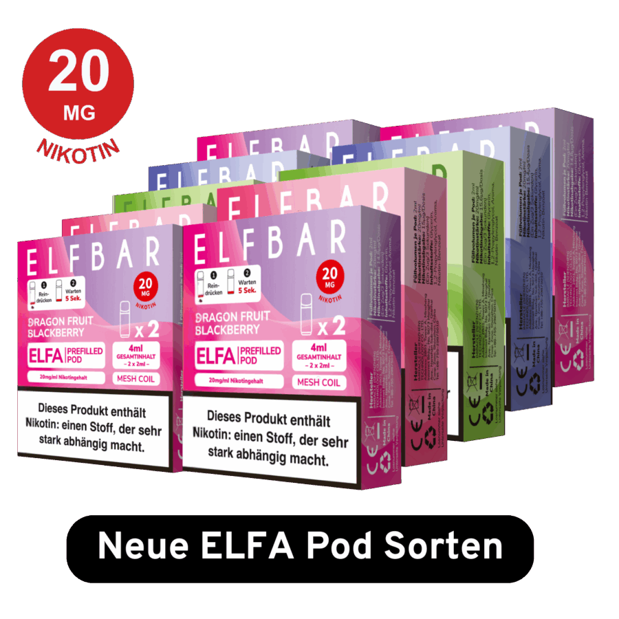 Elfbar Pods Neue Sorten 10Er Bundle Mit 20Mg Nikotin. Neue Geschmäcker: Dragon Fruit Blackberry, Pineapple Acai, Pineapple Coconut, Cola &Amp; Orange Elfa Pods.