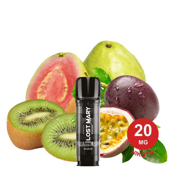 Lost Mary Tappo Pod – Kiwi Passion Fruit Guava 20Mg Nikotin (2Er Pack) Tappo Pod Kiwi Passion Fruit Guava