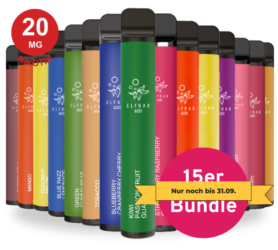 Elfbar 600 V1 15er Bundle mit Nikotin 2