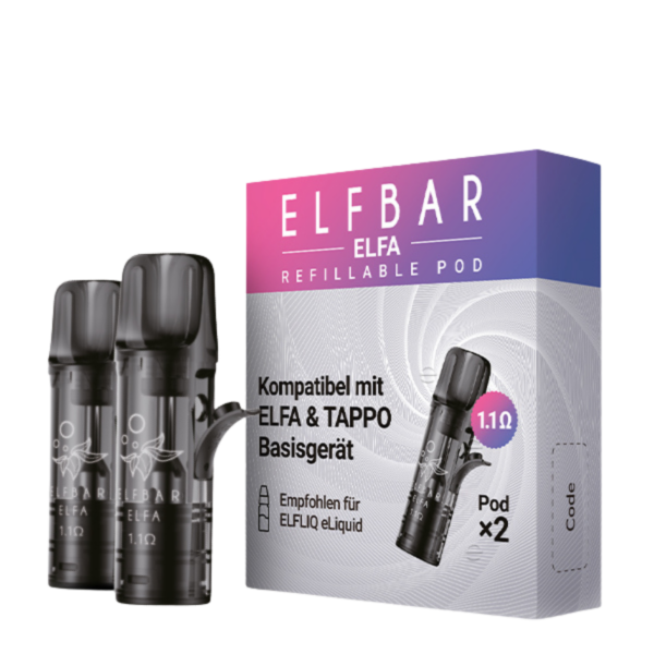 2X Elfbar Elfa Refillable Pod 1,1 Ω Mit Zwei Nachfüllbaren Pods