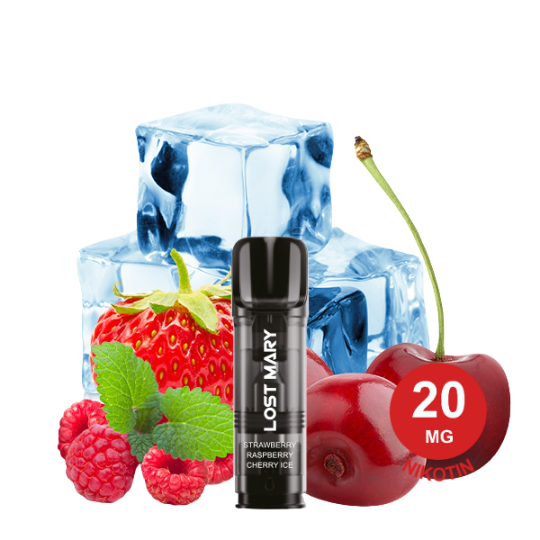 Lost Mary Tappo Pod – Strawberry Raspberry Cherry Ice 20Mg Nikotin (2Er Pack) Tappo Pod Strawberry Raspberry Cherry Ice