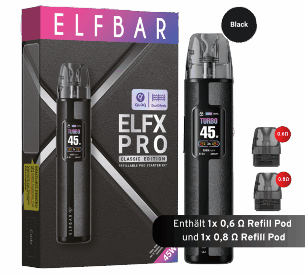 ELFBAR ELFX Pro Refill Kit - 1200mAh - Black