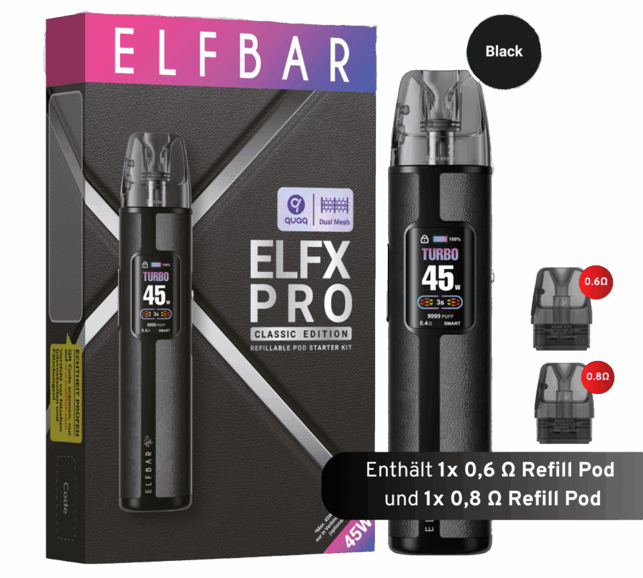 Elfbar Elfx Pro Refill Kit - 1200Mah - Black