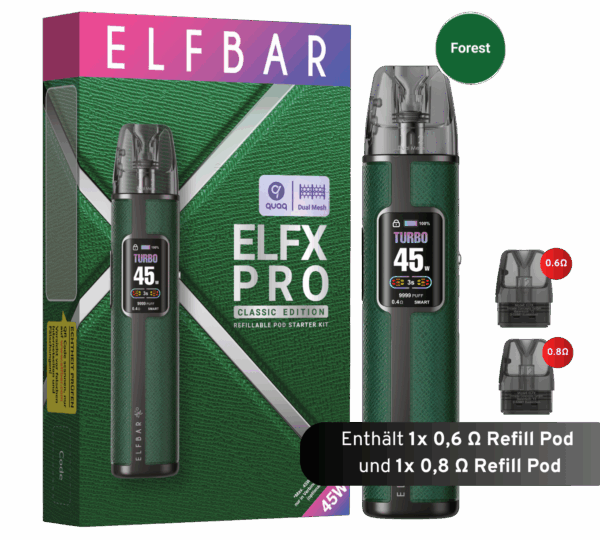 ELFBAR ELFX Pro Refill Kit - 1200mAh - Forest Green