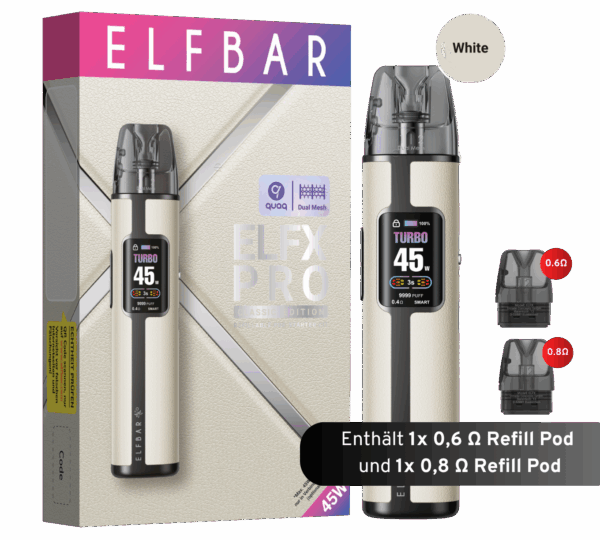 ELFBAR ELFX Pro Refill Kit - 1200mAh - White