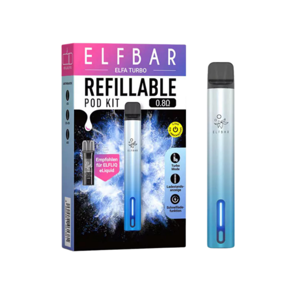 Elfbar Elfa Turbo Pod Kit – Aurora Cyan (Inkl. 0.8 Ohm Refill Pod) Elfa Turbo Aurora Cyan 2