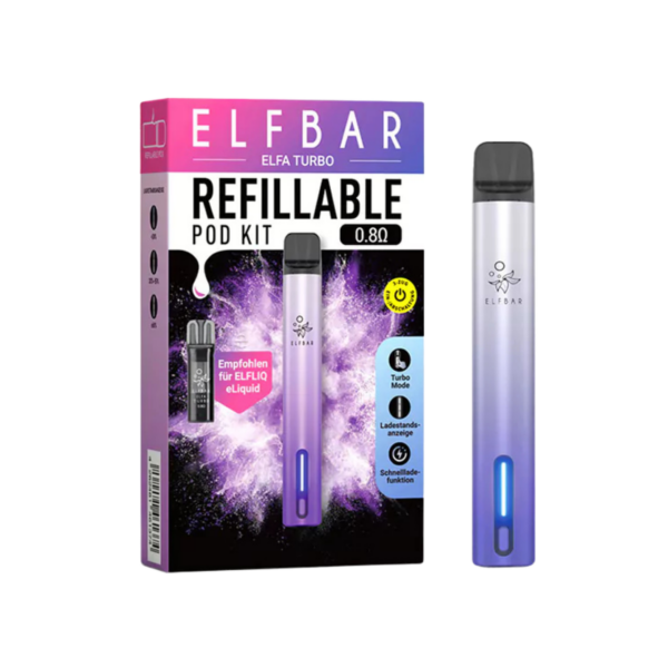 Elfbar Elfa Turbo Pod Kit - Aurora Purple (Inkl. 0.8 Ohm Refill Pod) Elfa Turbo Aurora Purple 2