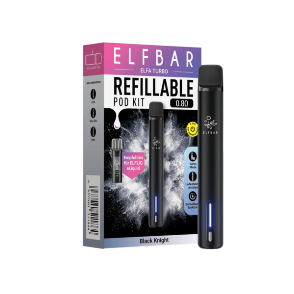 Elfbar Elfa Turbo Pod Kit– Dark Knight (Inkl. 0.8 Ohm Refill Pod) Elfa Turbo Dark Knight 2