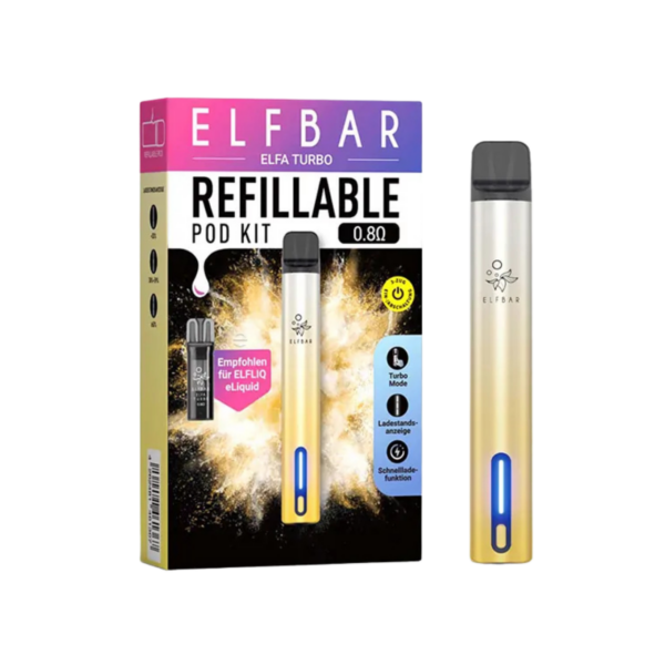 Elfbar Elfa Turbo Pod Kit – Aurora Gold (Inkl. 0.8 Ohm Refill Pod) Elfa Turbo Gold 2