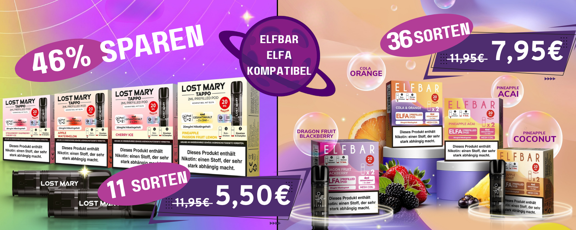 Elfbar – Elfa Pods, Liquid, Und Elf Bar 600 Tappo Pods Mega Sale Banner Fixed 2
