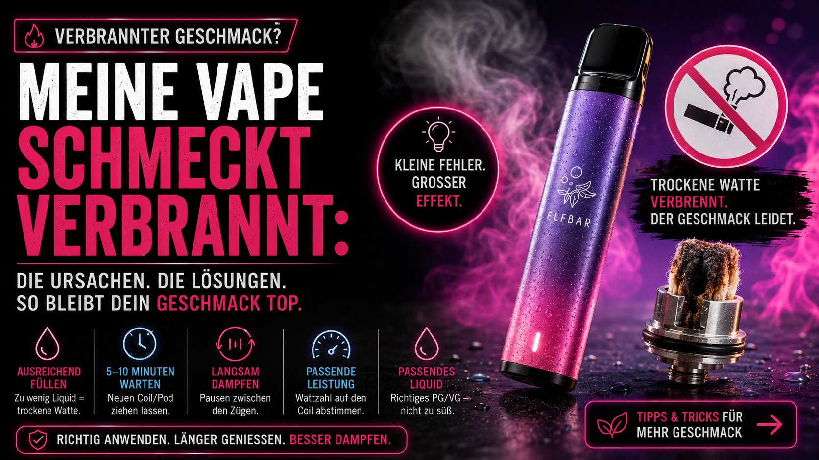 Hilfe, Meine Vape / E-Zigarette Schmeckt Verbrannt