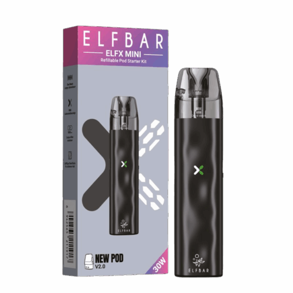 Elfbar Elfx Mini Refillable Kit - Black (1000 Mah) Elfx Mini Kit Black