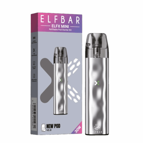 Elfbar Elfx Mini Refillable Kit - Silver (1000 Mah) Elfx Mini Kit Silver