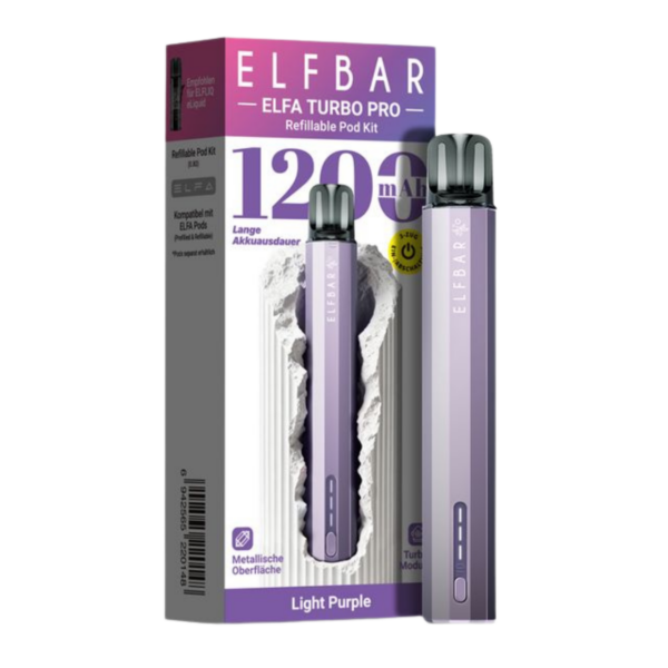 Elfbar Elfa Turbo Pro Pod Kit – Light Purple (Inkl. 0.8 Ohm Refill Pod) Elfa Turbo Pro Light Purple 2 1