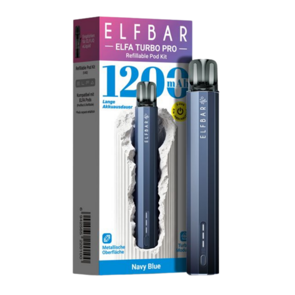 Elfbar Elfa Turbo Pro Pod Kit – Navy Blue (Inkl. 0.8 Ohm Refill Pod) Elfa Turbo Pro Navy Blue 2 1