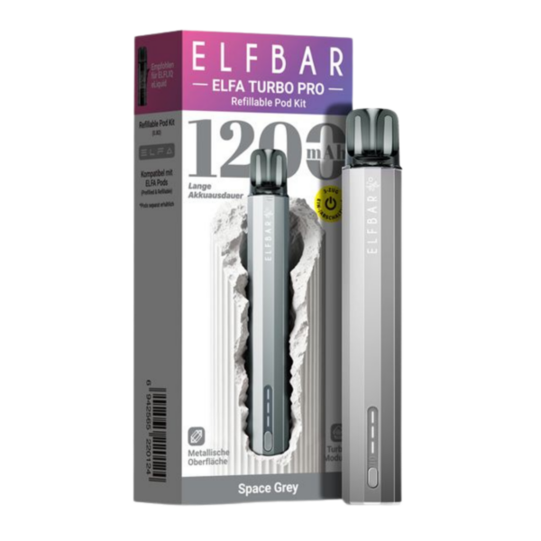 Elfbar Elfa Turbo Pro Pod Kit – Space Grey (Inkl. 0.8 Ohm Refill Pod) Elfa Turbo Pro Space Grey 2 1