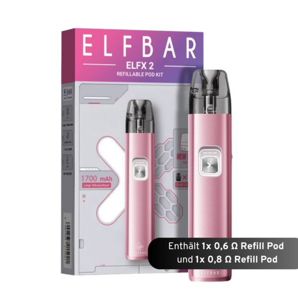 ELFBAR ELFX 2 Refillable Kit - Berry Pink (inkl. 0.6 & 0.8 Ohm Pod)