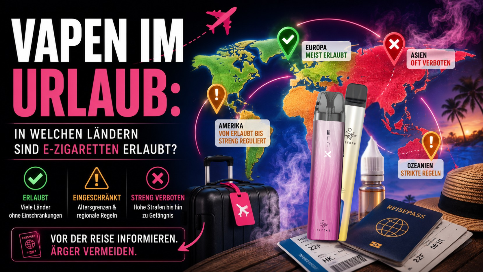 Vapen Im Urlaub – In Welchen Ländern Sind E-Zigaretten Erlaubt